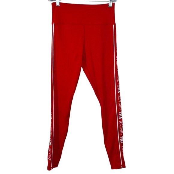 Zyia Light n Tight Full Length Red Side Logo Leggings Size 6-8 womens activewear - Picture 1 of 9